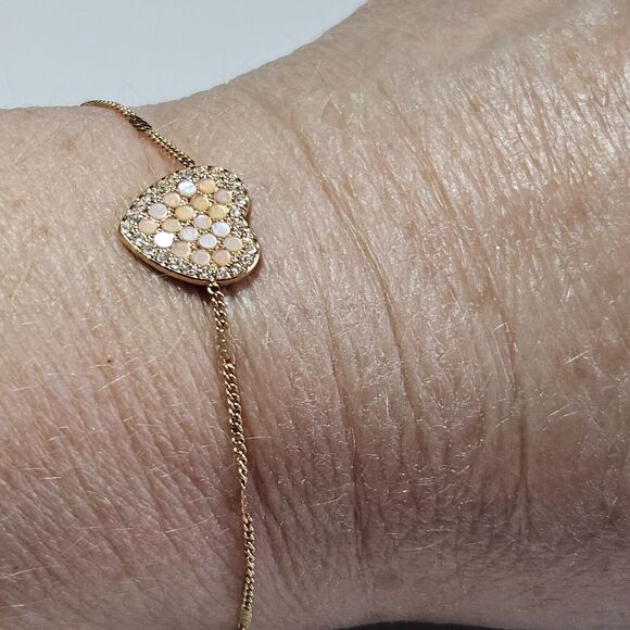 Fossil Lane Heart Rose Gold-Tone Steel Bracelet - "P" - Picture 4 of 14